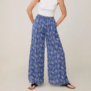 Mango blue floral palazzo pant pleated new without tags small
